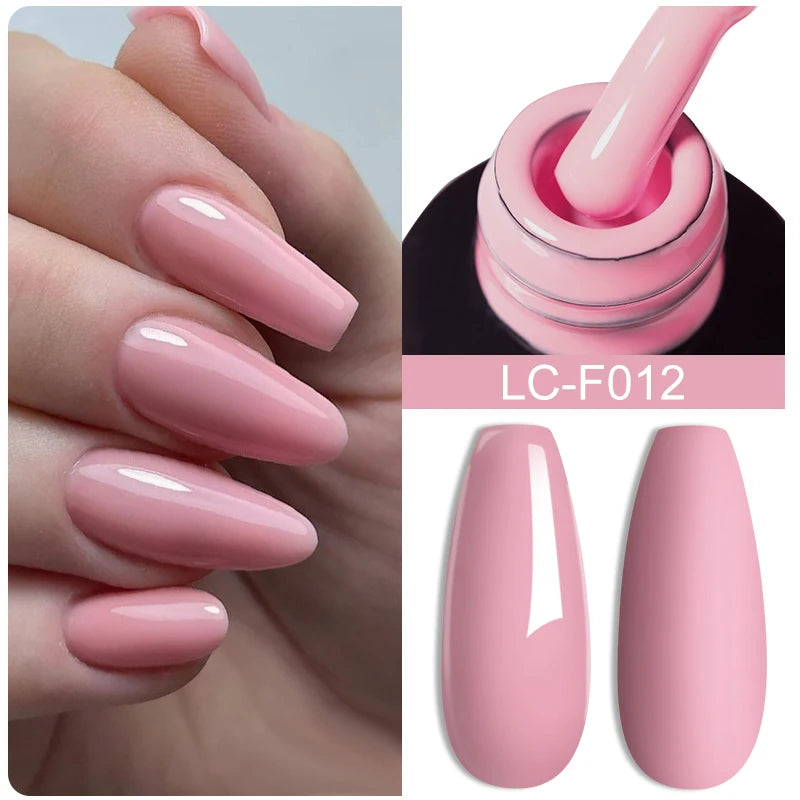 LILYCUTE Milky White Gold Sequins Quick Extension Rubber Base Gel Nail Polish Glitter Extend Construct Hard Gel Nail Art Varnish