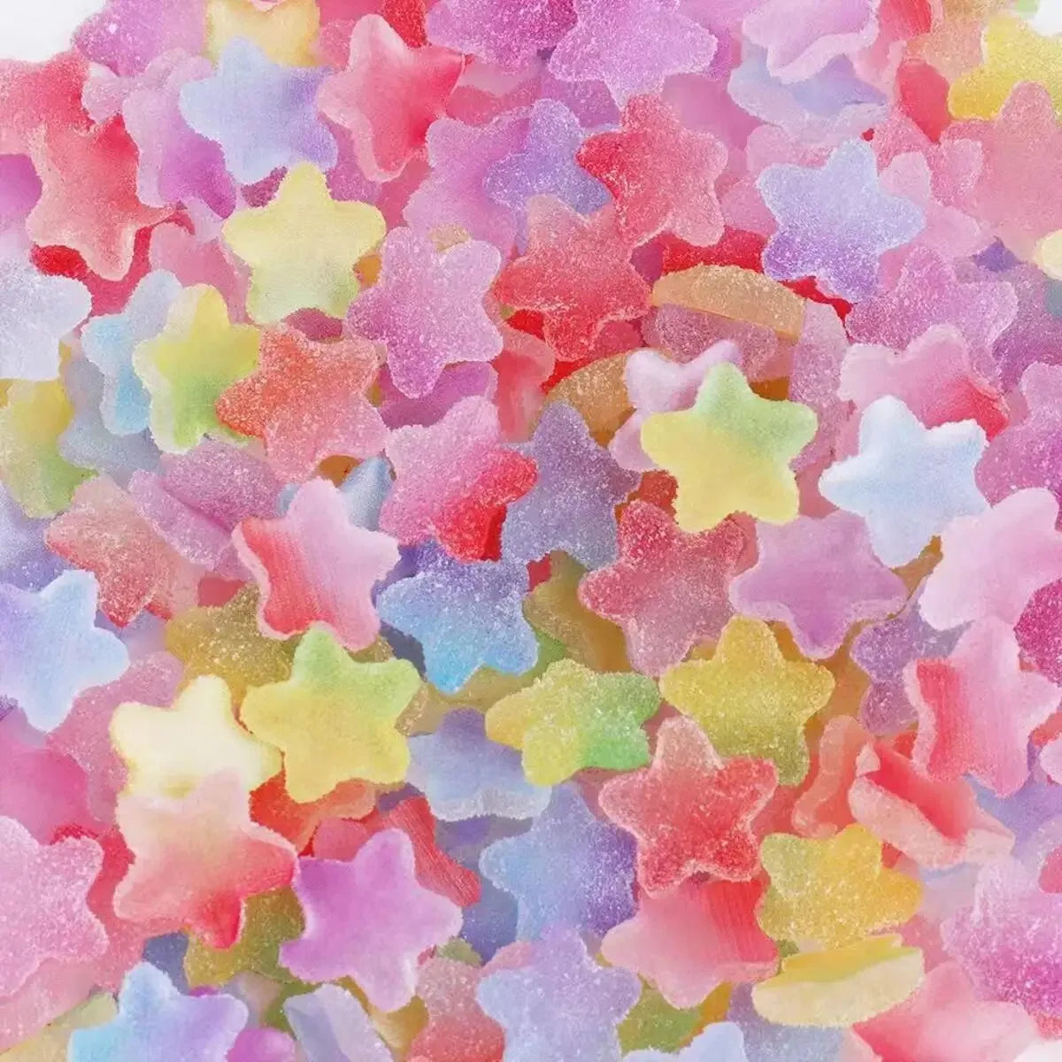 50pcs Slime Gradient Star Heart Nail Charms Mixed Candy Resin Charm Jelly Cabochon Mini Clay Polymer Slime Beads Nail Decoration