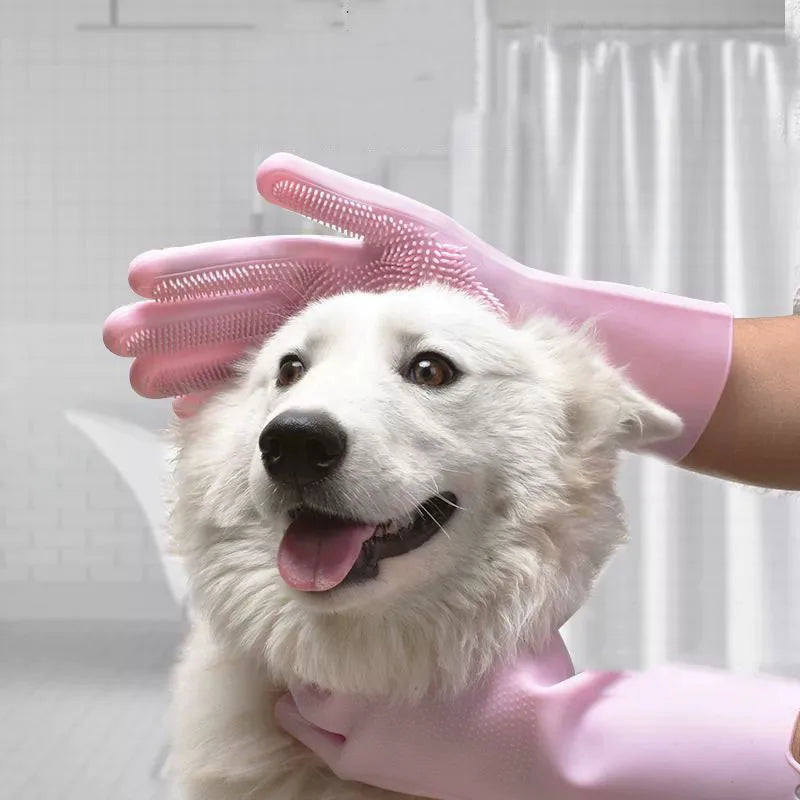 Gloves for Dogs And Cats Silicone Bathing Shampoo Scrubber Dishwashing Cleaning Glove Hair Removal Multi-Functional Pet Care