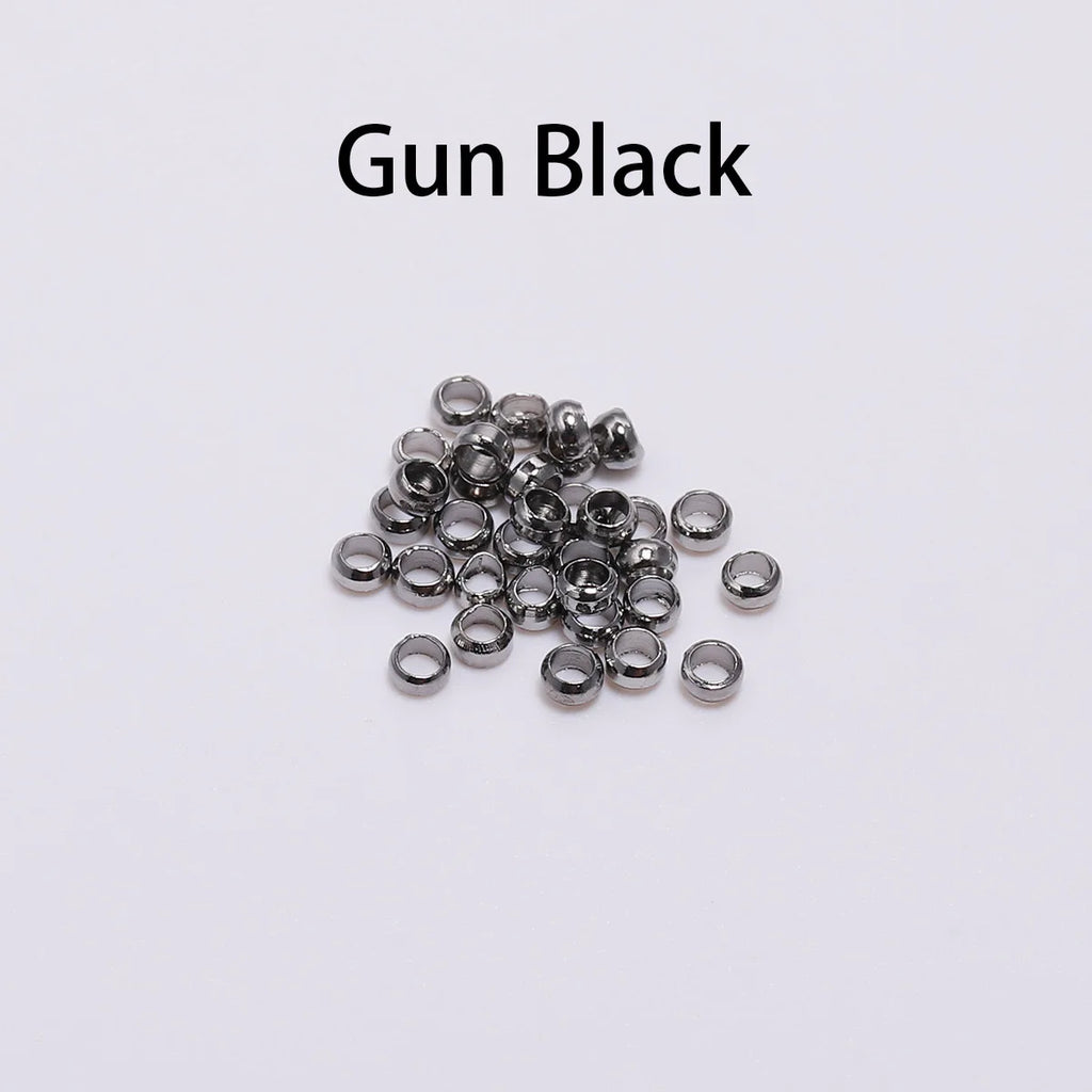 500pcs/lot Gold Silver Copper Ball Crimp End Beads Dia 1.5-3mm Stopper Spacer Beads For DIY Jewelry Making Supplies Accessories