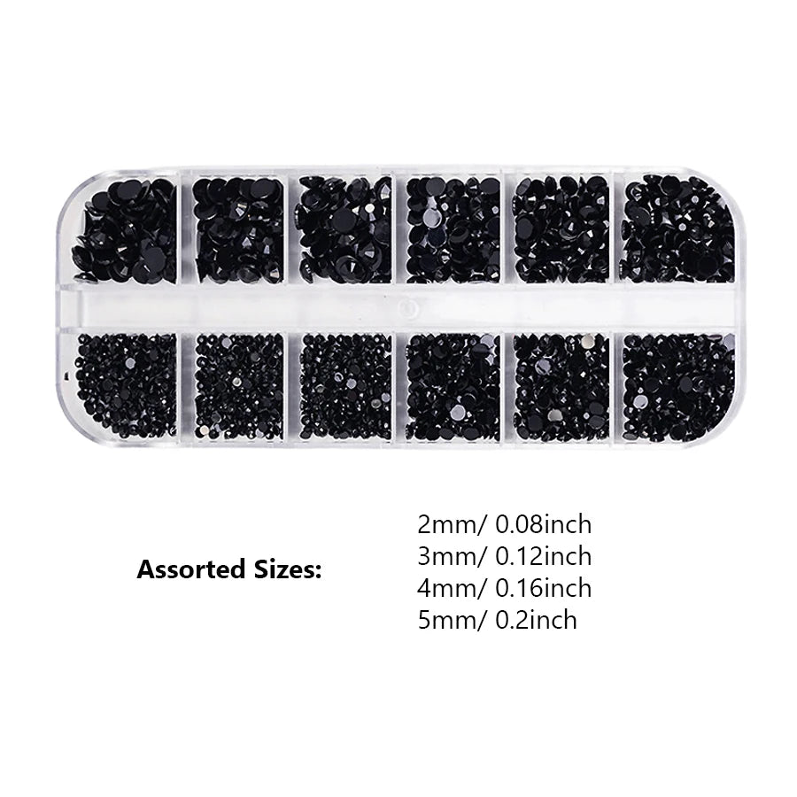 12 Colors Flatback Nail Art Rhinestones Nail Gems Glass AB Clear Crystal Rhinestones Nail Art Charms DIY Manicure Accessories