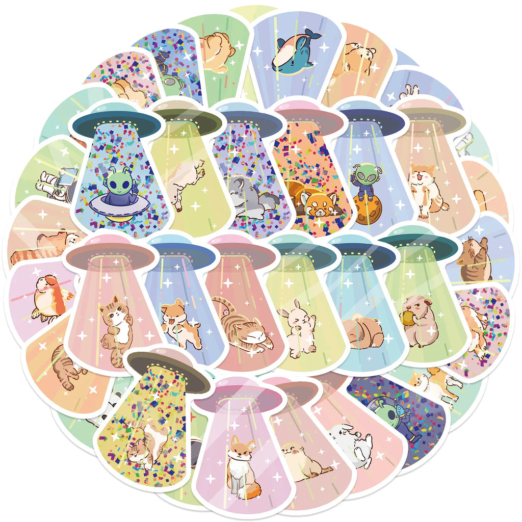 50PCS UFO Kidnapped Friend Stickers Graffiti Stickers DIY Diary Phone Case Handmade Scrapbook Aesthetic Stickers