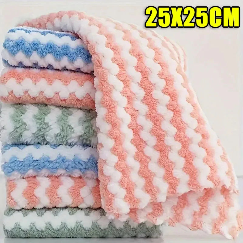 10/40PCS Super Absorbent Dishcloths Coral Fleece Cleaning Cloths Thickened Kitchen Washing Dish Rags Glass Windows Wipe Towels
