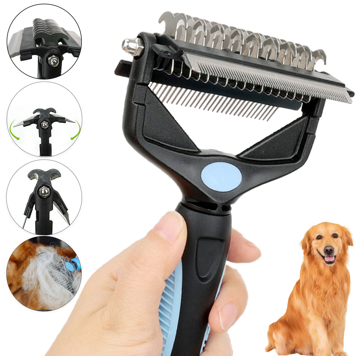 3 In 1 Pet Deshedding Brush Dog Hair Remover Pet Fur Knot Cutter Puppy Cat Comb Brushes Dogs Grooming Shedding Supplies