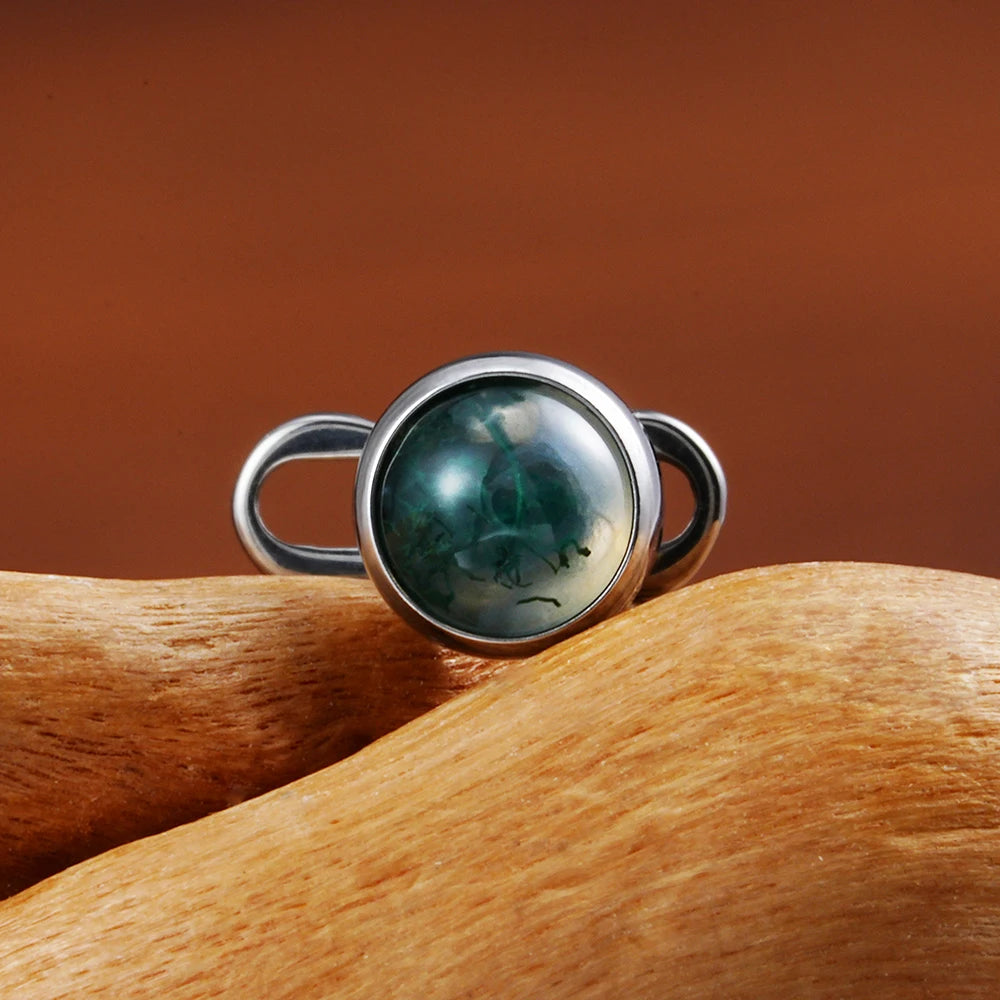 Right Grand ASTM F136 Titanium 14G Dermal Anchor Top with Natural Green Moss Agate Base Microdermal Piercing Body Jewelry
