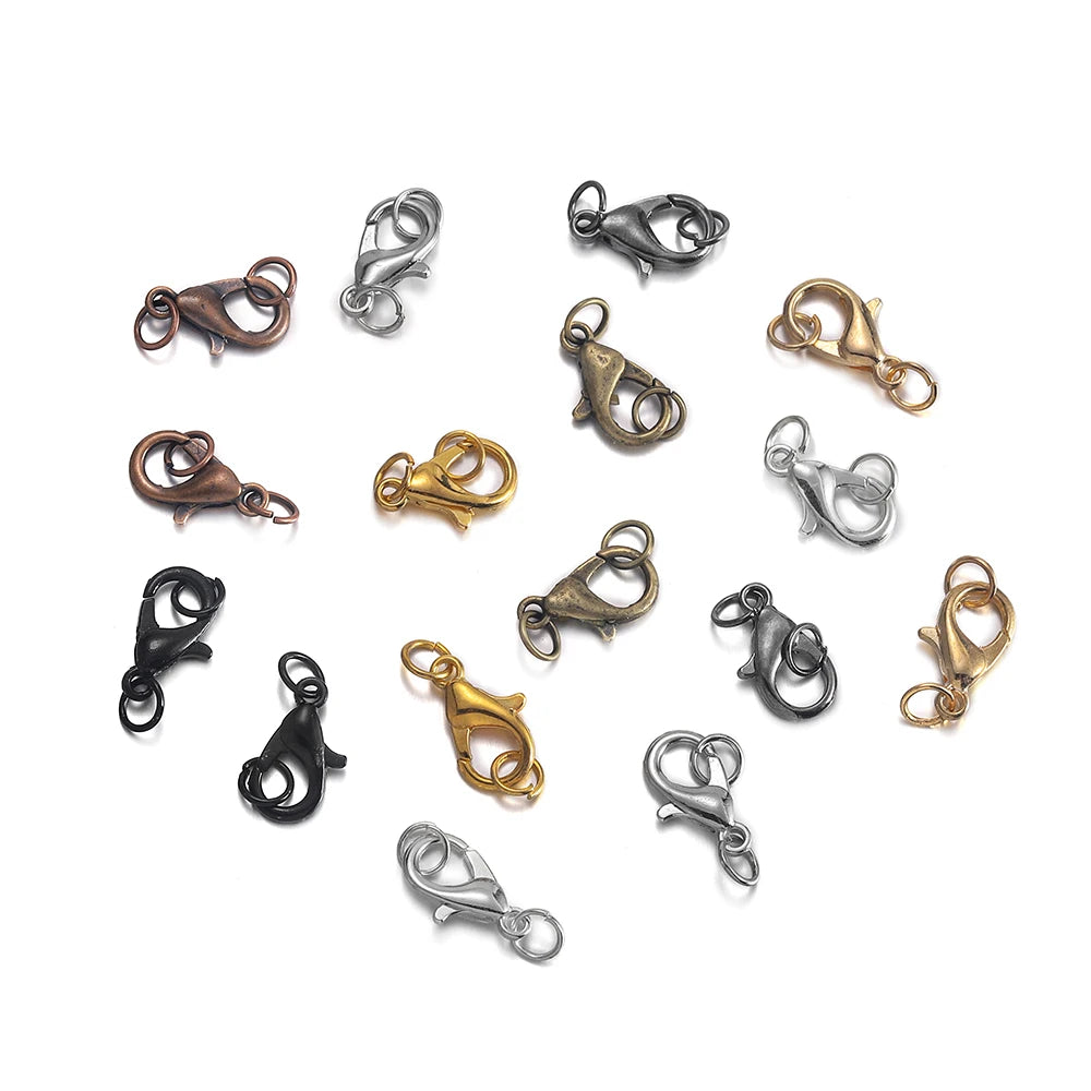 50Pcs Lobster Clasps Hooks with 100Pcs Jump Rings End Clasps Bracelet Necklace Connectors for DIY Jewelry Making Supplies