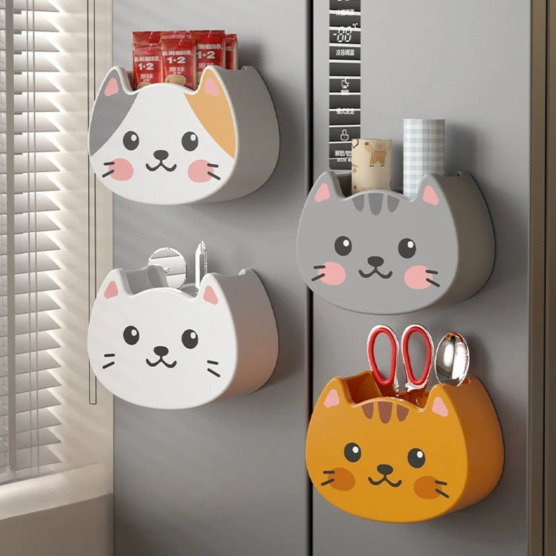 New Cute Cartoon Soft and Adorable Cat Magnet Storage Box