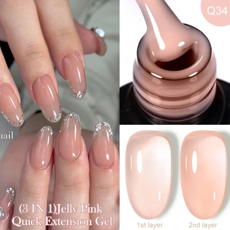 LILYCUTE 7ML Jelly Nude Pink Quick Extension Gel Nail Polish Transparent  Finger Prolong Long Lasting Construction Gel Varnish