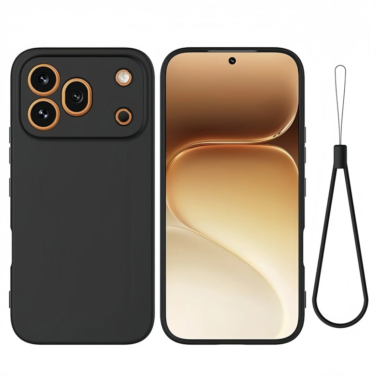 Fashion Solid Colour With Lanyard Shockproof Protective Liquid Silicone Phone Case For Honor 600 400 200 90 Pro Lite