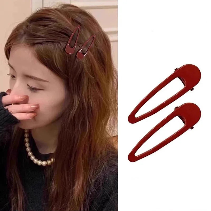 2Pcs Burgundy Hair Clips BB Clip Non-Slip Durable Rectangular Hair Claw Clips Elegant & Minimalist Hair Accessories for Braids