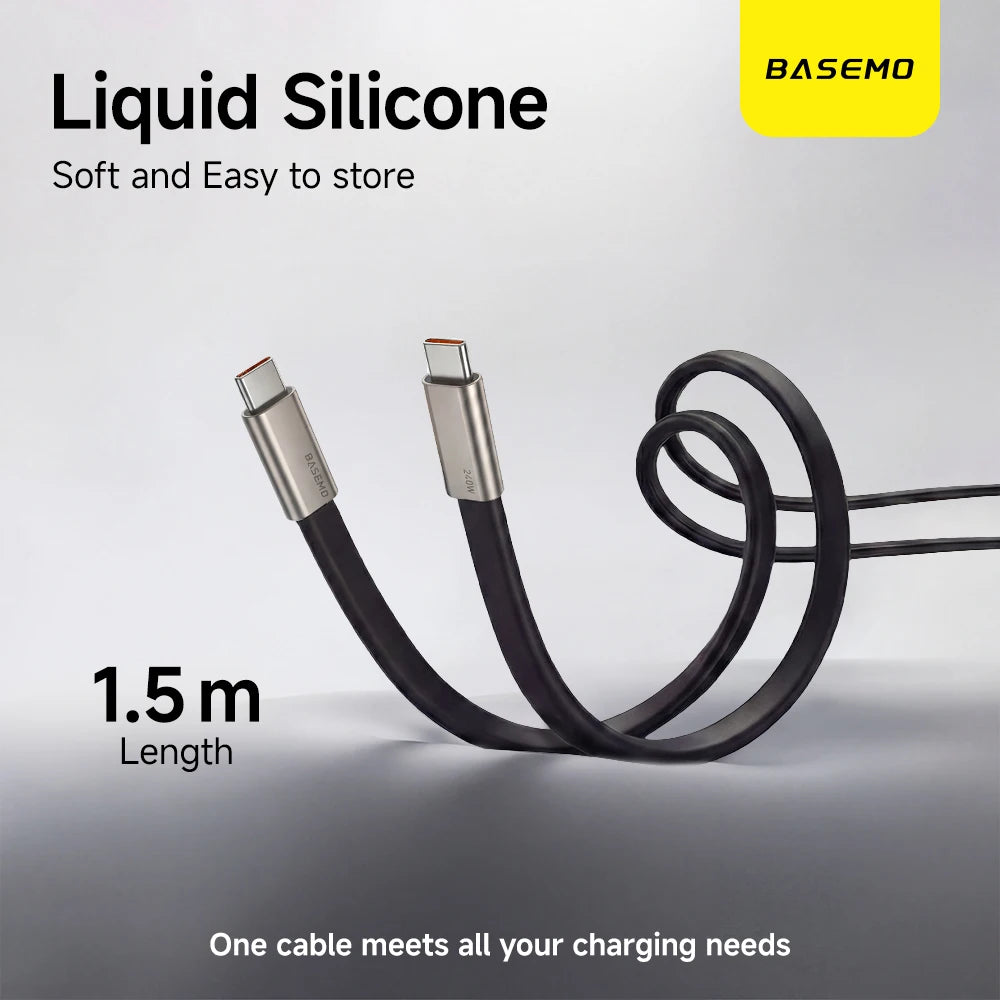 240W 2-in-1 Black/Orange Fast Charging Foldable Bracket Data Cable Type-C to Type-C Data Wire with Phone Tablet Stand