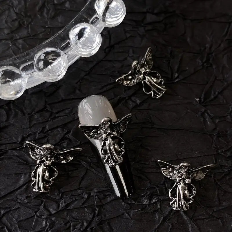 10pcs Gothic Punk Style Nail Art Charms Antique Silver Alloy  Jesus Catholic Cross Accessories Devil Angel Nail Decorations