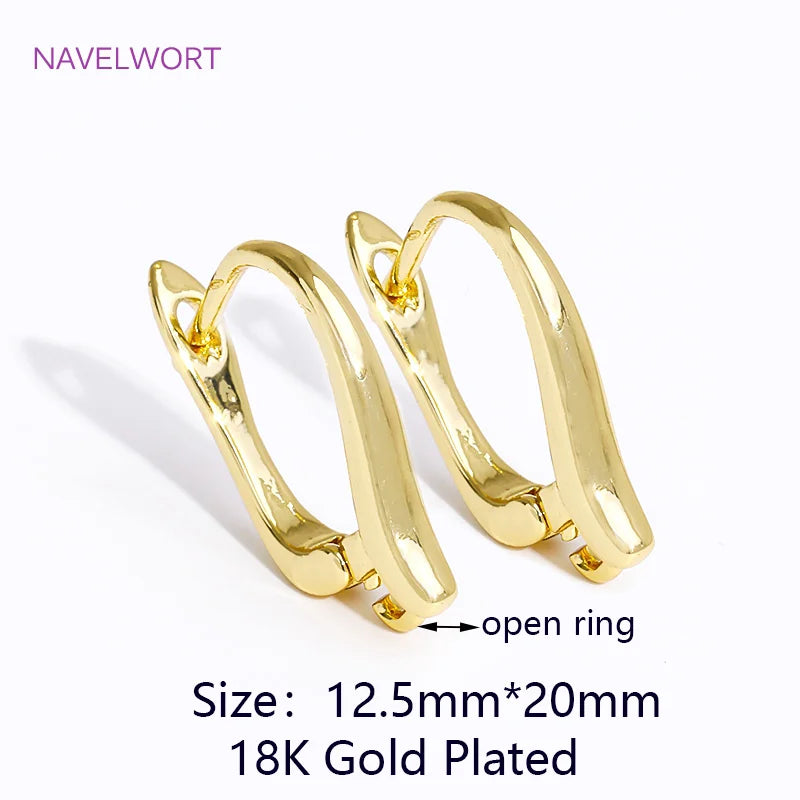 DIY Earring Making Accessories 18K Gold Plated Smooth Earring Hook Clasps Brass Metal Earwires Hooks,Jewelry Making Supplies