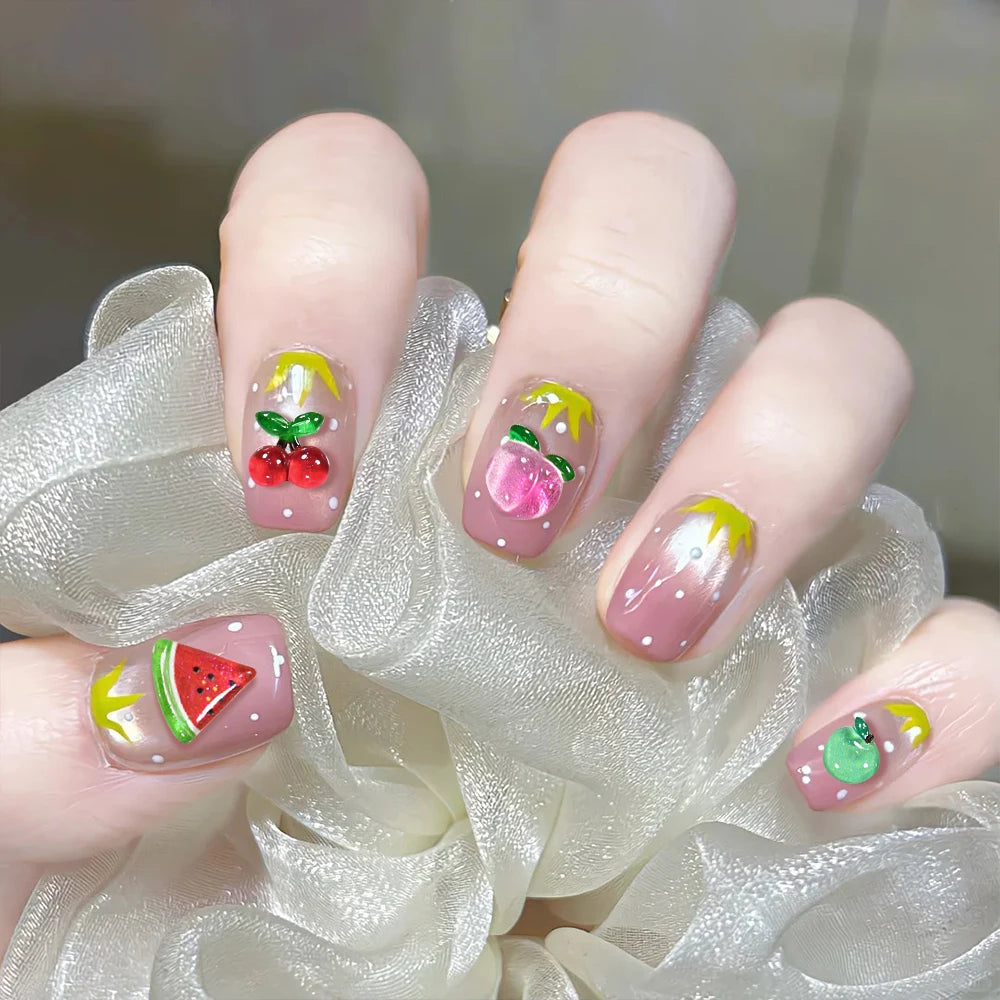 50Pcs 3D Cute Strawberry Nail Art Decorations Fashion Cartoon Fruits Nail Charms for Kawaii DIY Phone Case Crafts Manicure Parts