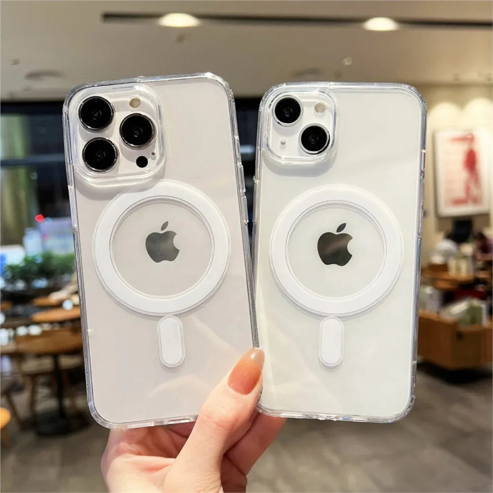 Transparent Magnetic Phone Case For iPhone 18 Pro Max 17 16 13 11 15 14 12 Pro Max Air 16E 17E Silicone Shockproof Fundas Cover