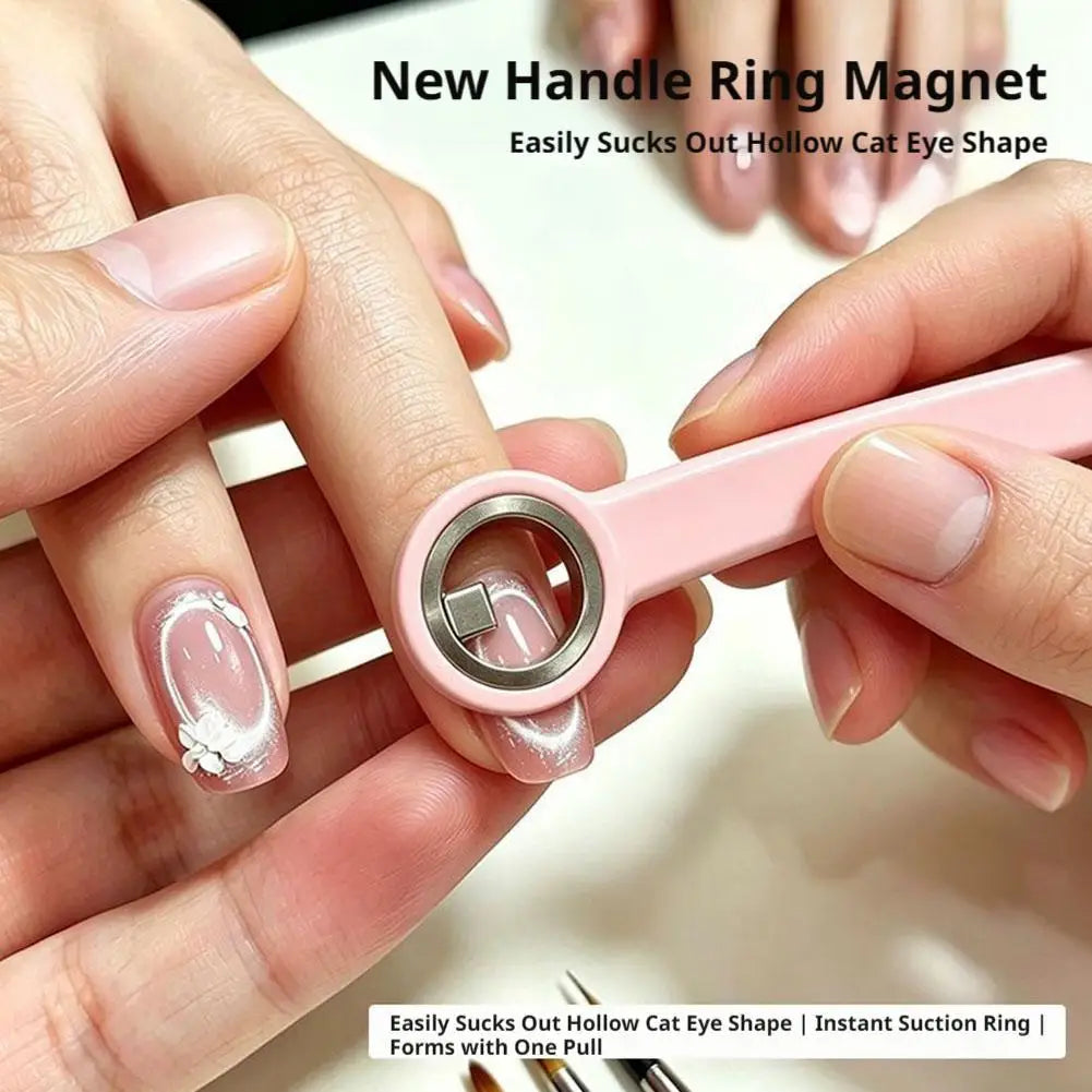 1PCS Circular Cat-Eye Nail Magnet Tool, Powerful Magnetic Ring Design with Ergonomic Handle for Hollow Circle Nail Art