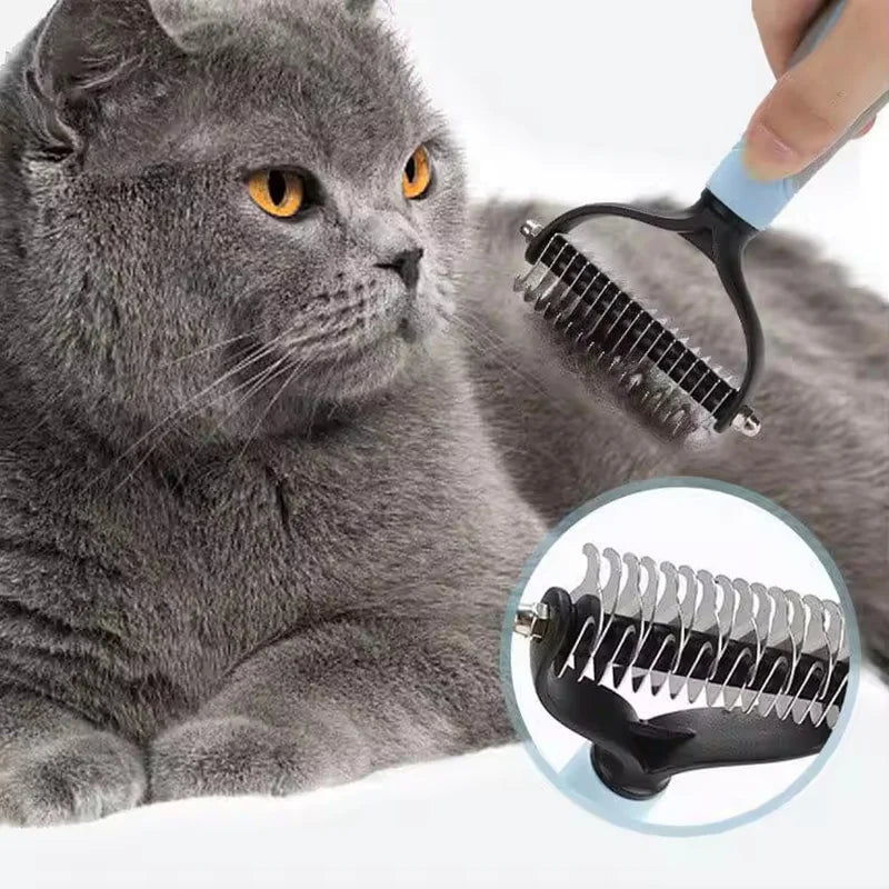 Professional Pet Deshedding Brush 2 Sided Dematting Dog And Cat Hair Remover Pet Hair Knot Cutter Dogs Grooming Shedding Supplie