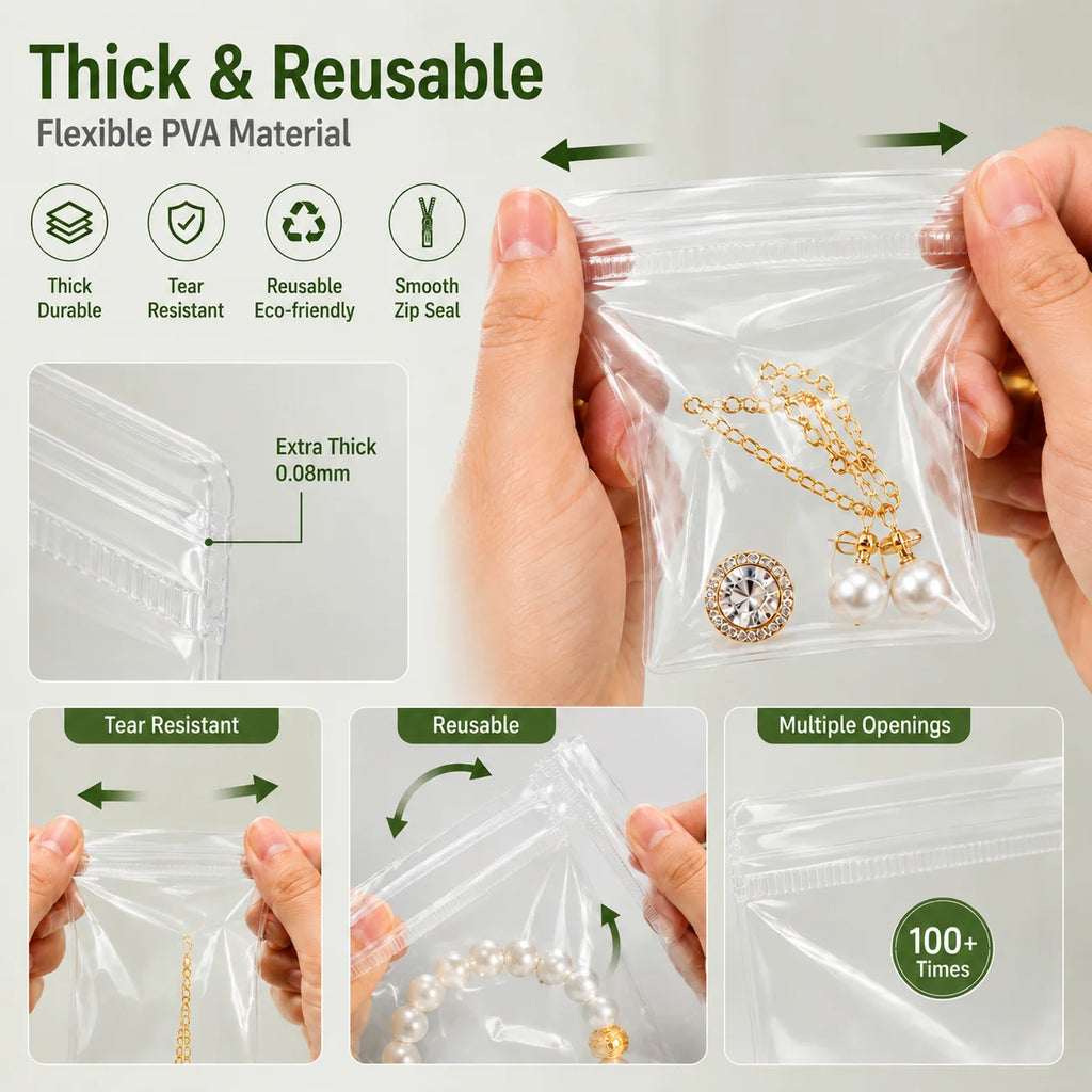 100\20PCS Clear Resealable Plastic Bags Mini Zip Seal Jewelry Pouches for Rings Earrings Necklaces Beads Coins DIY Craft Storage