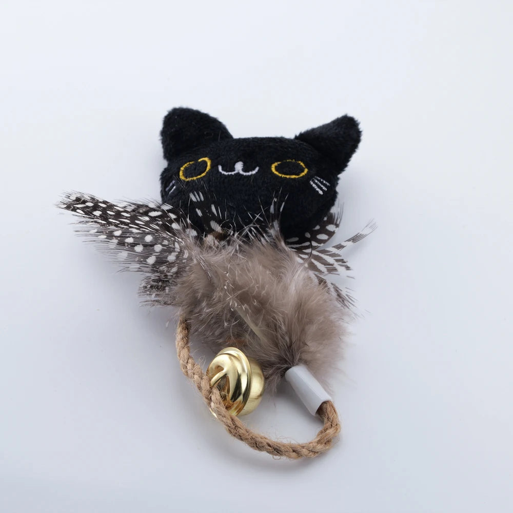 Cartoon Animal Cat Toy Feather Bell With Catnip Rope Pet Kitten Supplies Chew Toy