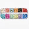 12Grids 3D Acrylic Flowers Nail Charms(with Steel Beads) Colorful Five-petal Flower Nail Art Decorations DIY Manicure Supplies &