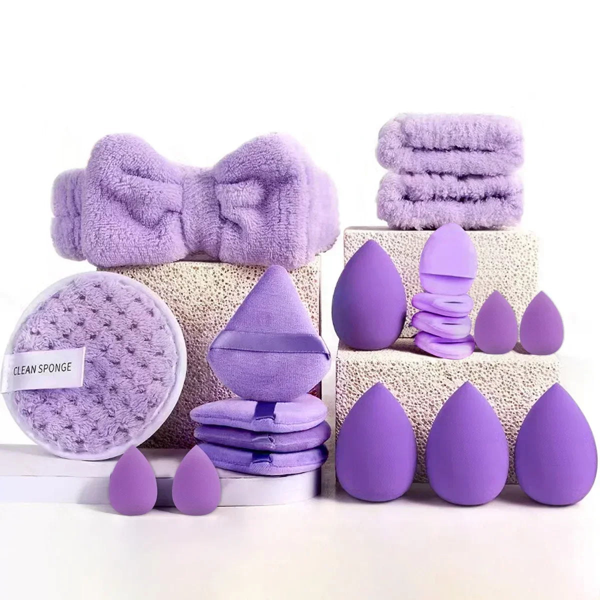 33pcs beauty set makeup kit  large and small beauty sponges for flawless makeup application and removal of makeup full set