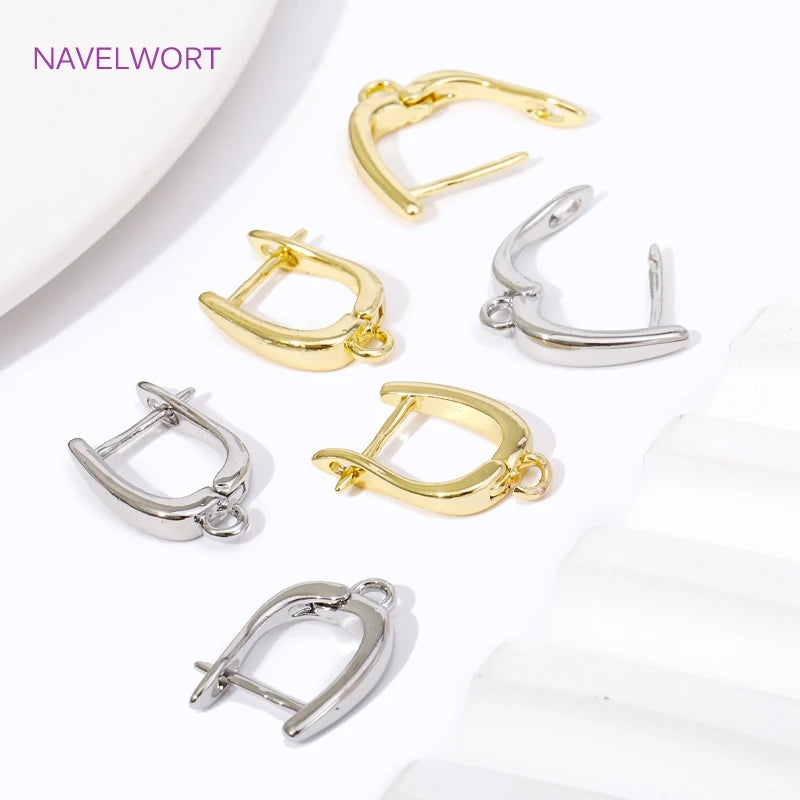 DIY Earring Making Accessories 18K Gold Plated Smooth Earring Hook Clasps Brass Metal Earwires Hooks,Jewelry Making Supplies