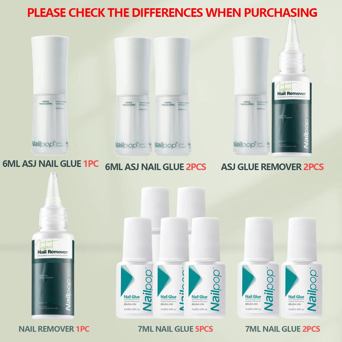 Nailpop SafeDry Eco Quick Dry Nail Glue 6/7ML Strong Hold Low Odor Clear False Nail Tips Adhesive Professional DIY Home 1/2pc