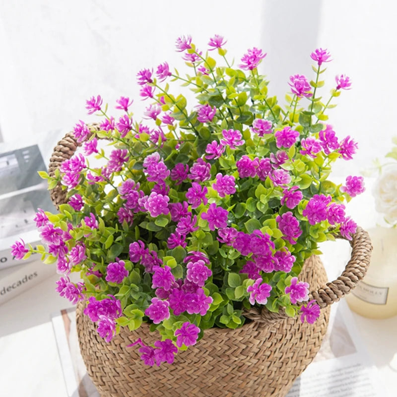 Artificial Plastic Flowers Fake Eucalyptus Plant Wedding Bridal Bouquet Christmas Decor Vase for Home Windowsill Bonsai Festival