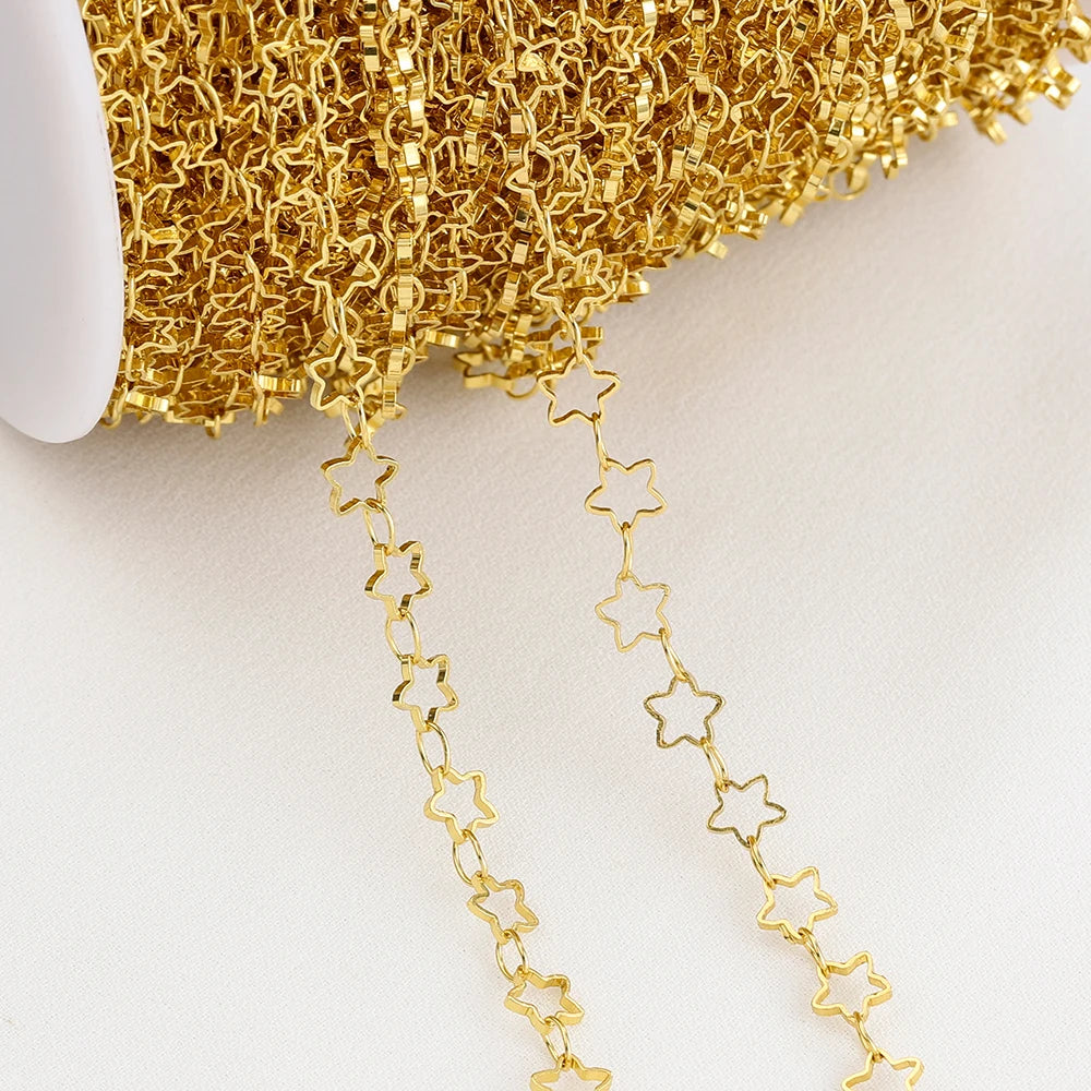 1Meter 5mm Hollow Star Copper Chains Link Handmade DIY Necklace Bracelet Anklets Jewelry Making Supplies
