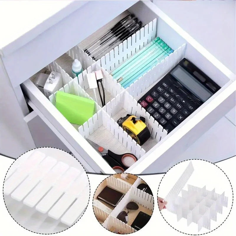 4/8/12PCS Adjustable Drawer Divider Partition Durable Storage Organiser Makeup Sock Underwear Drawer Organizer Board Cabinets