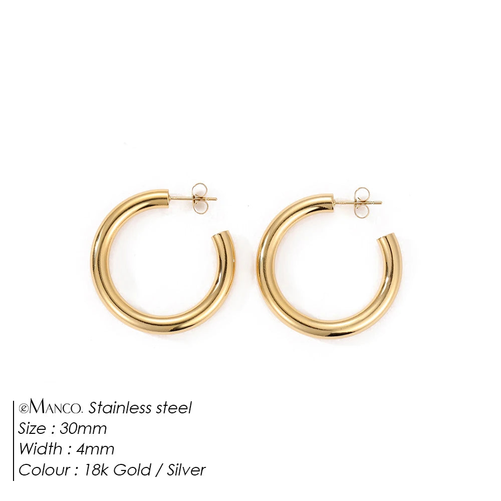 EMANCO Fashion Gold Size Circle Earrings Women's Jewelry Accessories Classic Stainless Steel Earrings Wholesale
