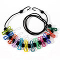 1.8 m portable elastic clothesline with 12 color clips, anti-slip, travel outdoor camping, windproof clothes drying rope