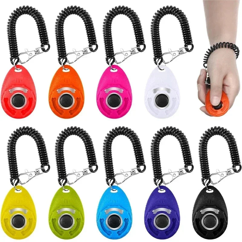 Pet Training Clicker with Wrist Strap, Adjustable Sound Clicker, Portable Keychain Training Tool for Dogs Cats Birds Horses
