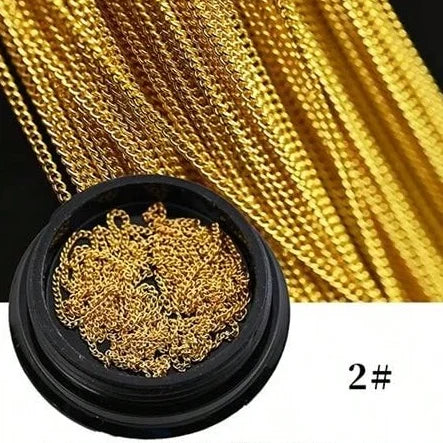 1M 1mm Metal Flat Chain Gold Silver Studs Nail Art Decorations Chains DIY Manicure Jewelry Accessory Nail Charms Gems Supplies