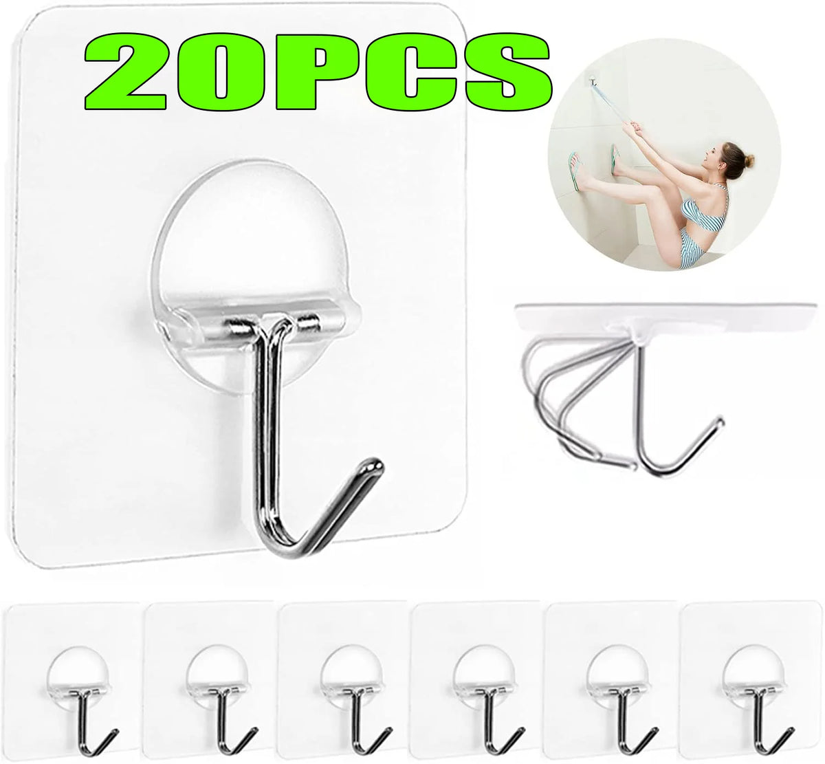 Adhesive Wall Hooks for Hanging Set of Hooks Door Kitchen Heavy Duty Seamless Self Adhesive Hooks Removable Waterproof Office