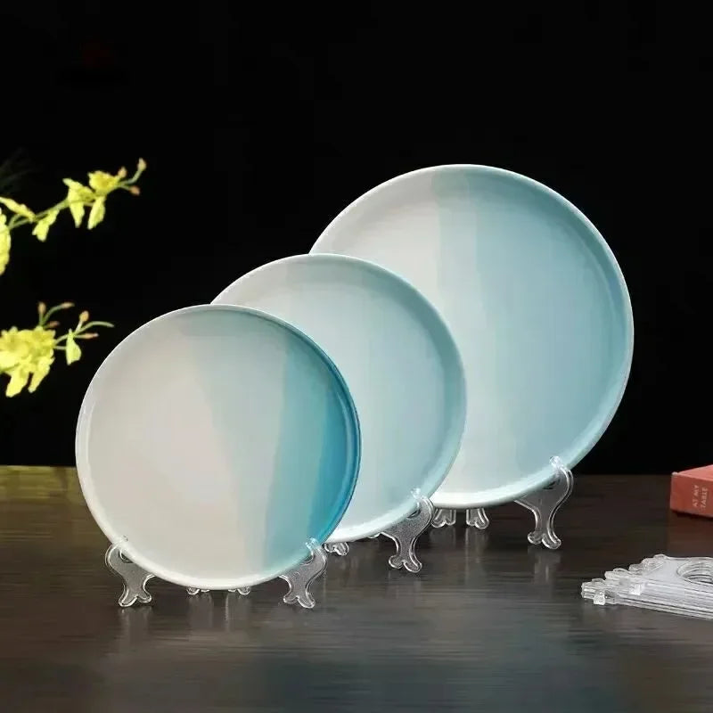 30/1x Clear Plastic Acrylic Easels Table Top Plate Holder Dish Bowl Racks Photos Picture Frame Folding Storage Home Decor Holder