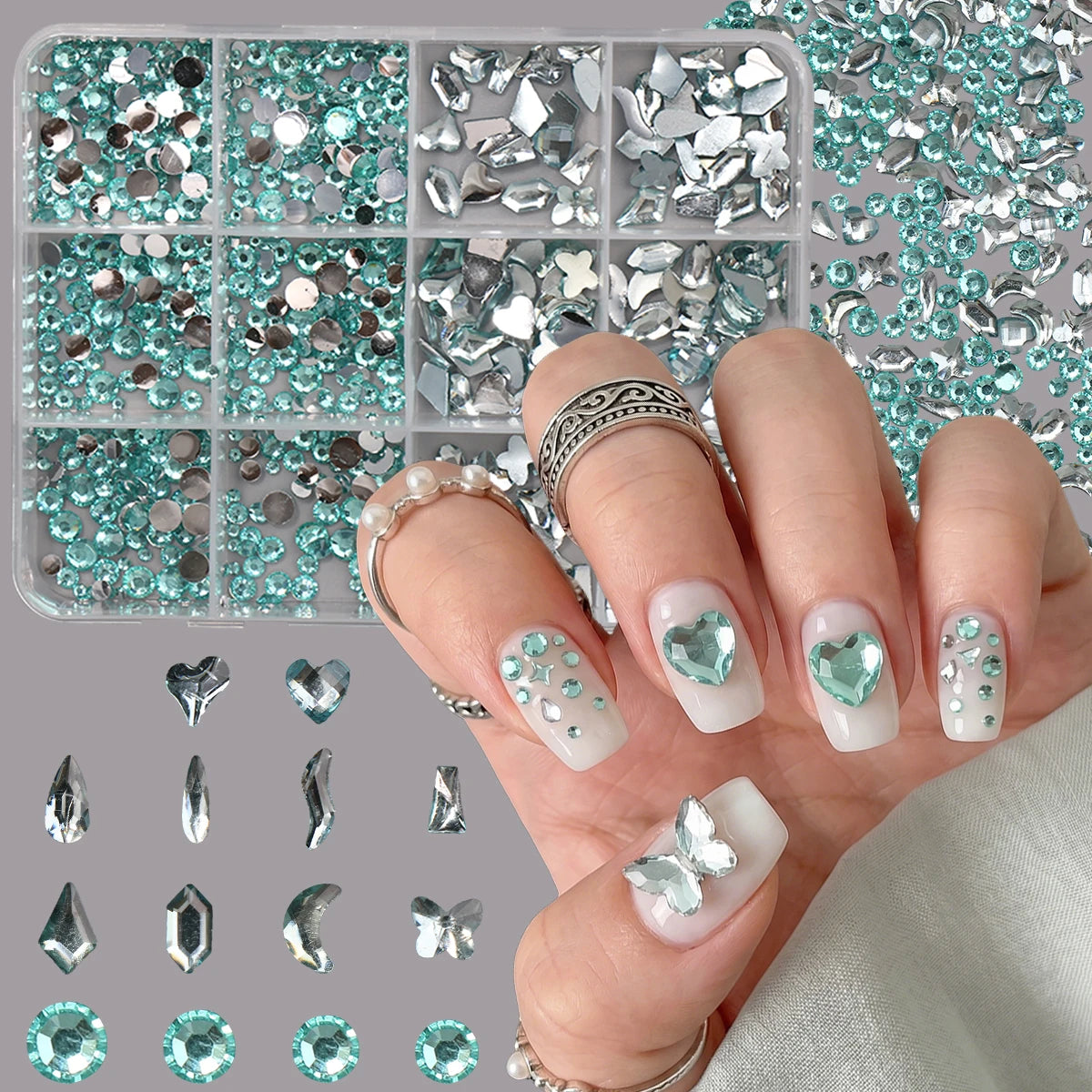 12Grids Box Sweet Dessert Nail Art Charms 3D Resin Donut Chocolate Lollipop Gems Kawaii Style for Music Festival Party DI