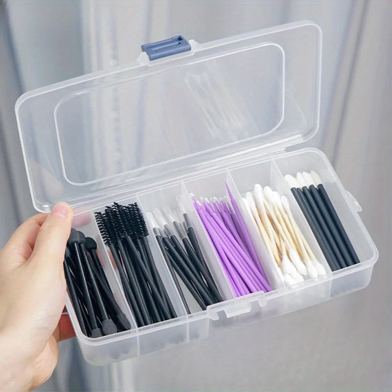 5/6 Compartment Storage Box Beauty Hair Tool Storage Small Box Rubber Band Card Hair Accessory Portable Divided Box with Buckle