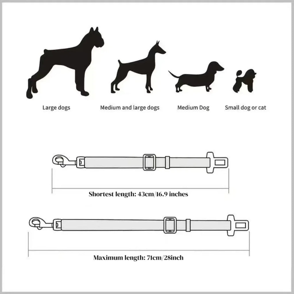 Car Pet Seat Belt, Adjustable Safety Rope, Rust Proof Hook and 360° Rotating Buckle, Used for Trucks and Station Wagons
