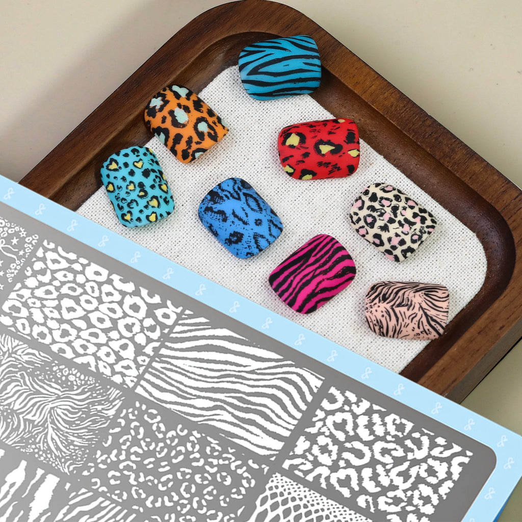 Print Nail Stamping Plate Leopard Snake Pattern Nail Art Stencil Stainless Steel Nail Stamp Template for DIY Manicure Nail Tools