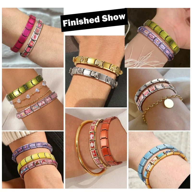 Unique Love Wings Moon Keys Bow Knot Crown Italian Charm Link Fit 9MM Stainless Steel Bracelet Women Men DIY Making Gifts