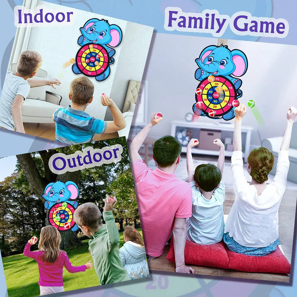Dart Board for Kids with 3 Sticky Balls Indoor Outdoor Sport Party Games Cartoon Animal Dart Board Toys Christmas Gift