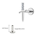 Right Grand ASTM F136 Titanium Cubic Zirconia Sword Flat Back Stud Earring 16G Tiny Poniard Helix Tragus Cartilage Lip Piercing