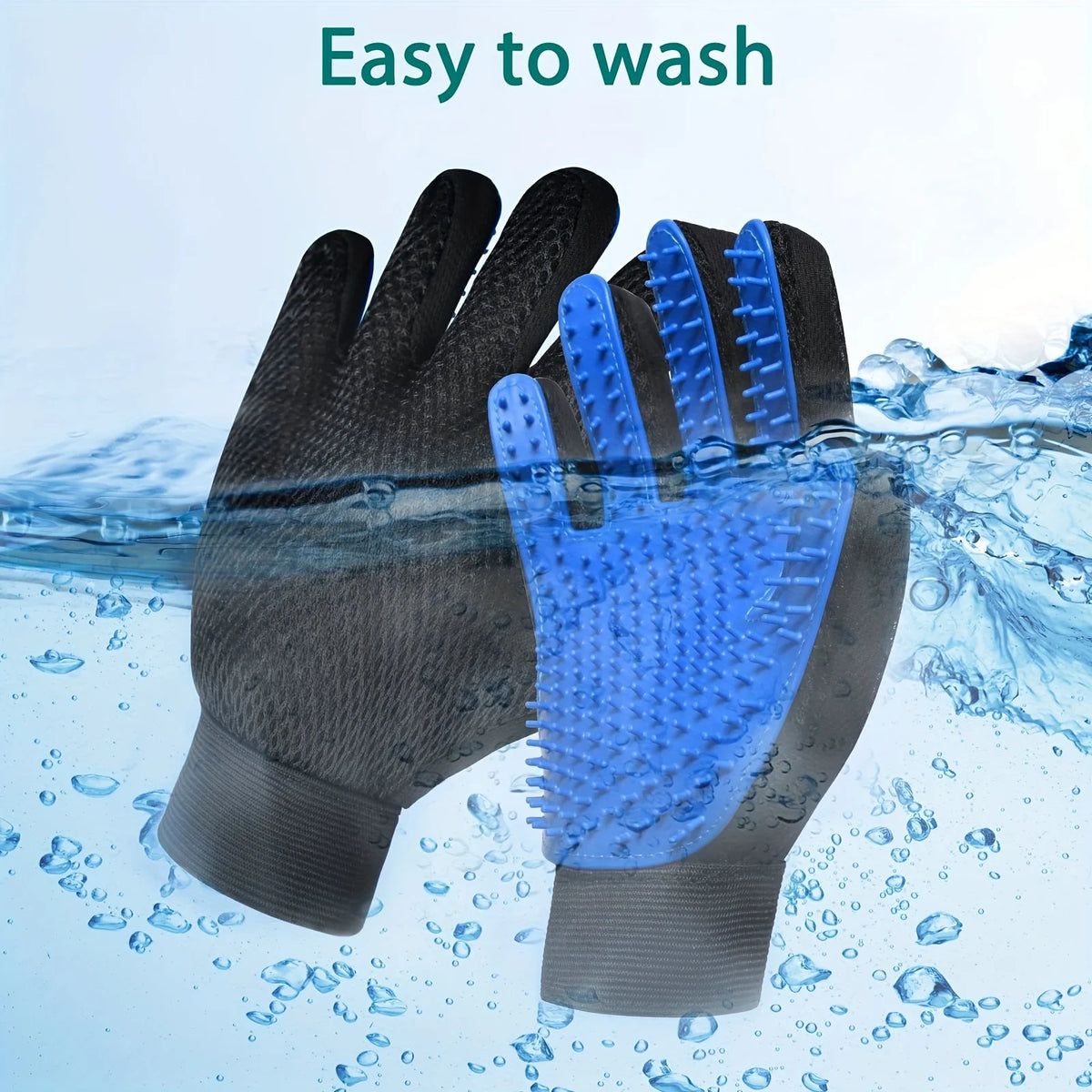 Pet Grooming Gloves 2pcs | Silicone Hair Removal and Massage Gloves, Handheld Hair Remover for Cats and Dogs