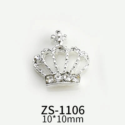 10pcs New Crown Alloy Zircon Nail Art Charms Silver Shinny Crystals Jewelry Hot Sale Nails Decoration 3D Manicure Accessories %2