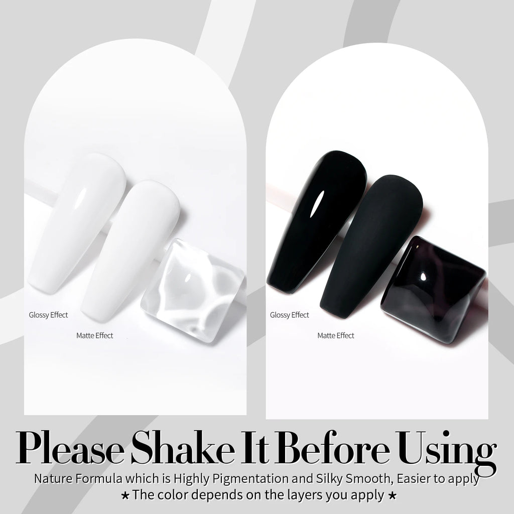 BORN PRETTY 10ml Black And White Gel Nail Polish Translucent Black Milky White Jelly Nude Nail Gel Polish For All Seasons