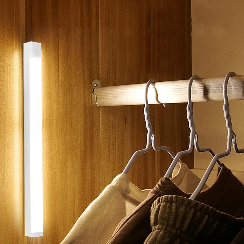 Rechargeable Motion Sensor LED Bar Light Induction Night Light Portable Cordless Magnetic Cabinet Lamp for Kitchen Bedside