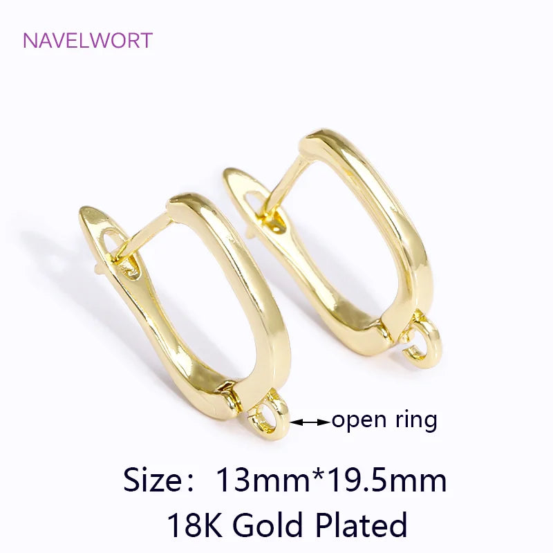 DIY Earring Making Accessories 18K Gold Plated Smooth Earring Hook Clasps Brass Metal Earwires Hooks,Jewelry Making Supplies