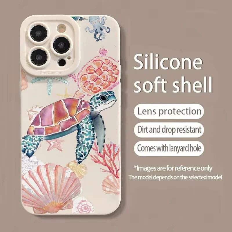 Colorful Painted Soft Silicone Phone Case For iPhone 11 12 13 14 15 16 Pro Max XS X XR 7 8 Plus 16E Shockproof TPU Cover