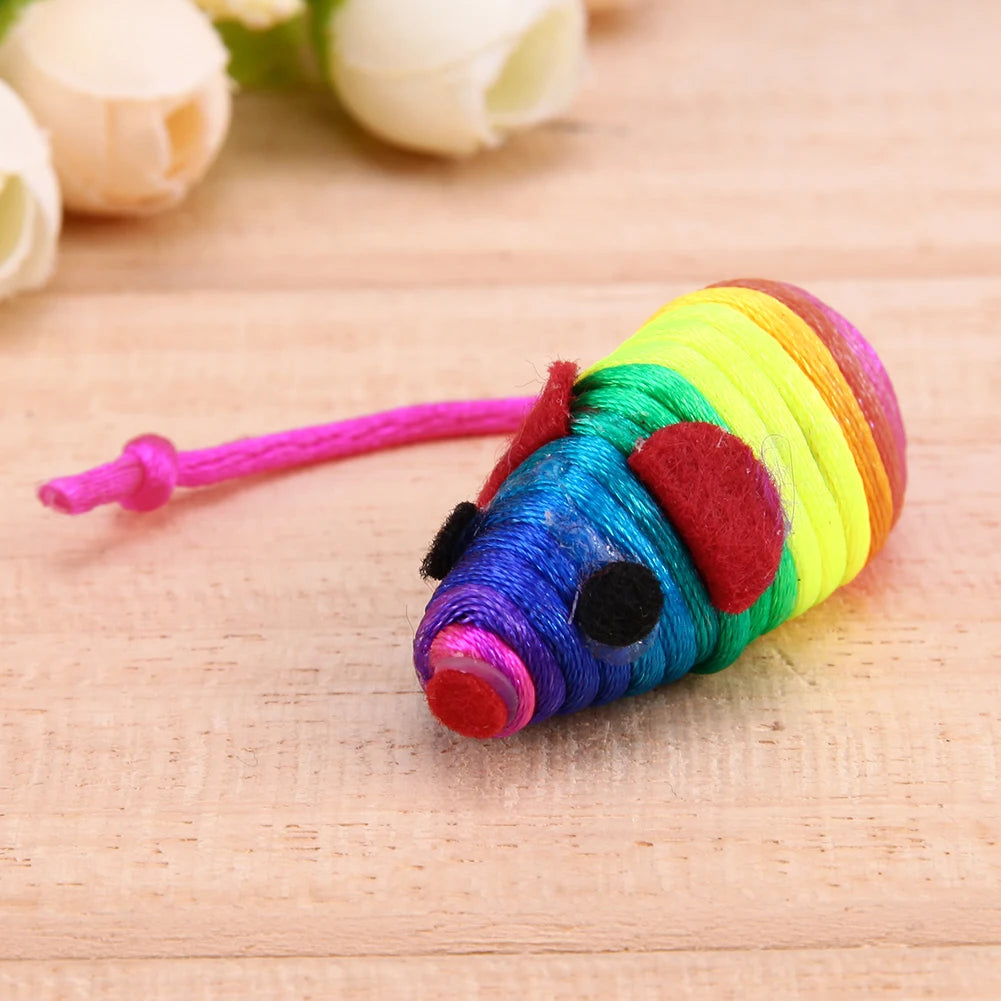 5pcs False Mouse Cat Toy Tear Resist Multicolor Mouse Cat Toys Reusable Mini Rope Mouse Toy for Pet Training Accessories Tool